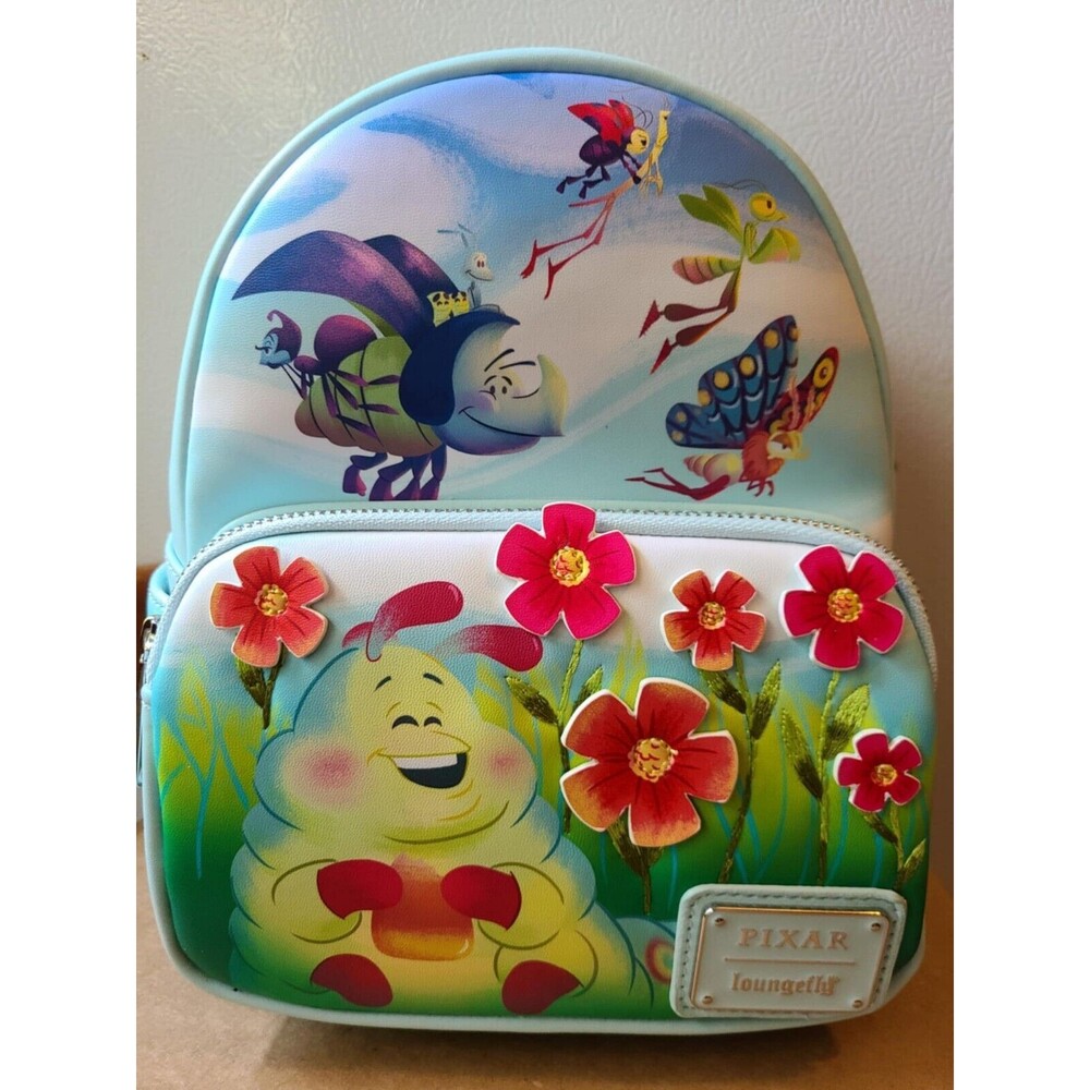 Pixar Loungefly A Bugs Life Earth Day Mini Backpack, Textured Flowers NWT